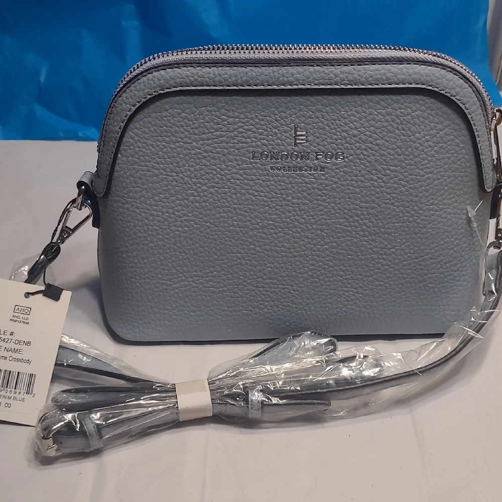 NWT London Fog Women's Ellie Dome Crossbody Bag Color Denim Blue - Picture 3 of 10